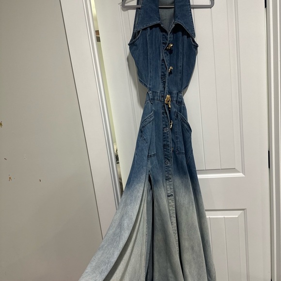 Worn Once! In pristine condition Urban Revivo Gradient Cut Out Denim Dress XXL - Picture 7 of 9